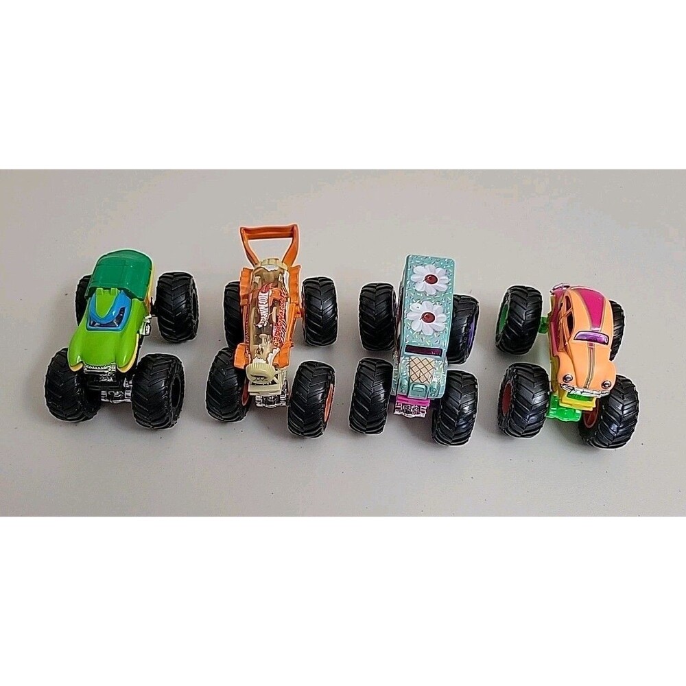 Hot Wheels Monster Trucks Lot of 4 1:64 Diecast Multicolor Vehicles